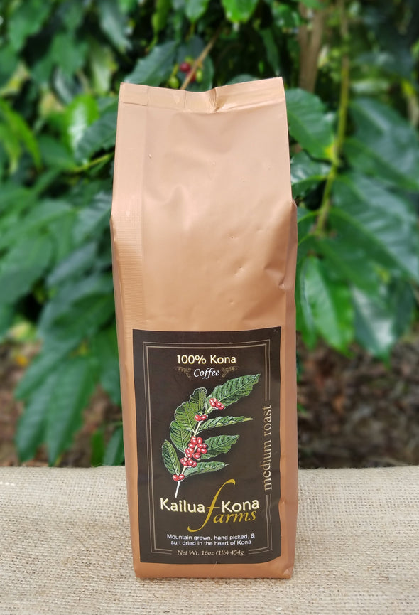 OUT OF STOCK Kailua-Kona Farms 100% Kona Coffee - Medium 1 lb. Whole Bean